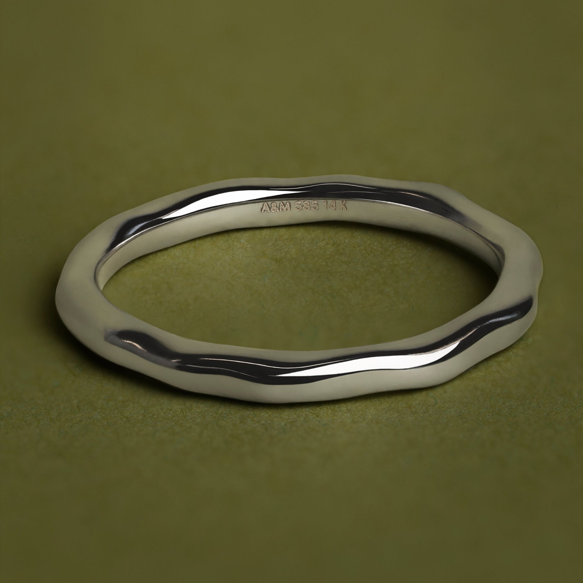 Molten Band Ring in Solid White Gold