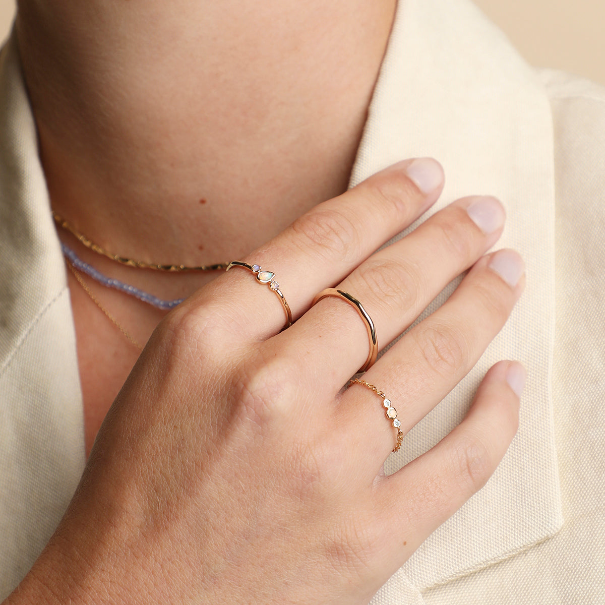 Molten Opal Cluster Ring in Solid Gold