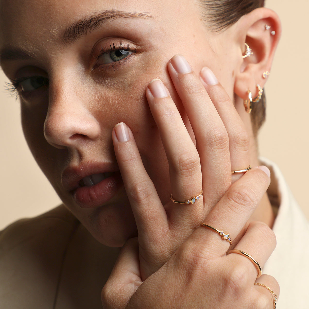 Molten Opal Cluster Ring in Solid Gold