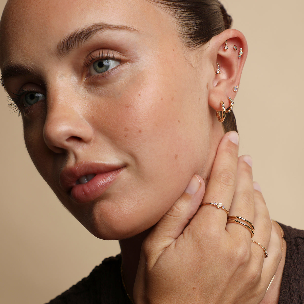 Molten Opal Cluster Ring in Solid Gold