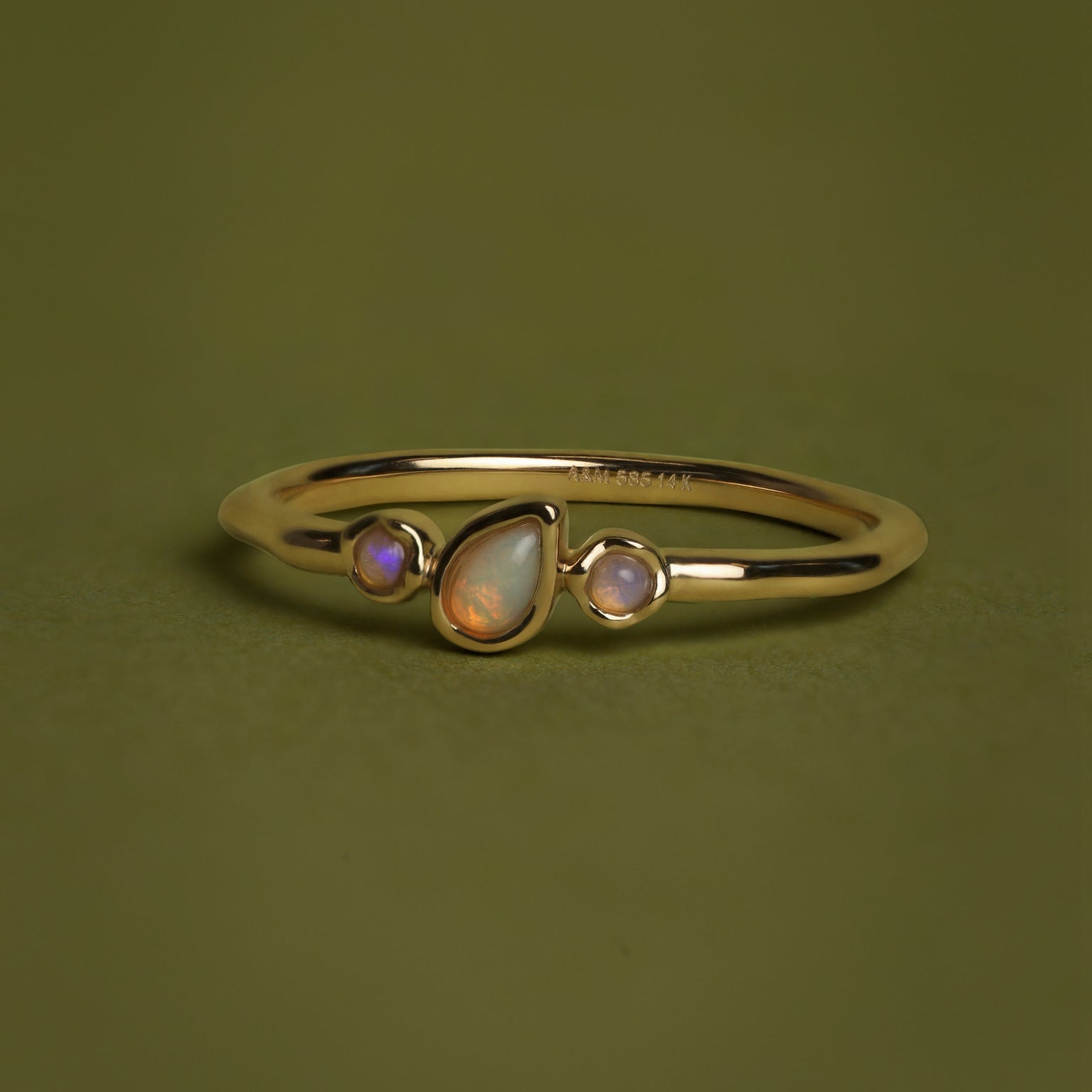 Molten Opal Cluster Ring in Solid Gold