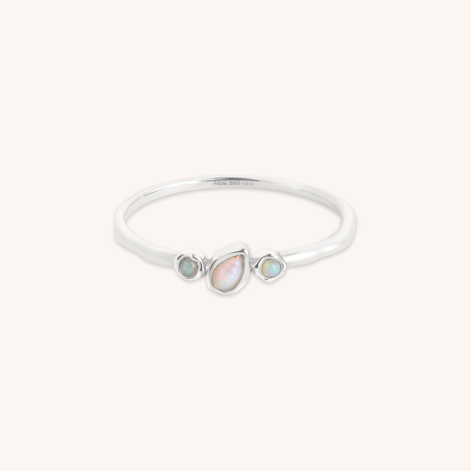 Molten Opal Cluster Ring in Solid White Gold