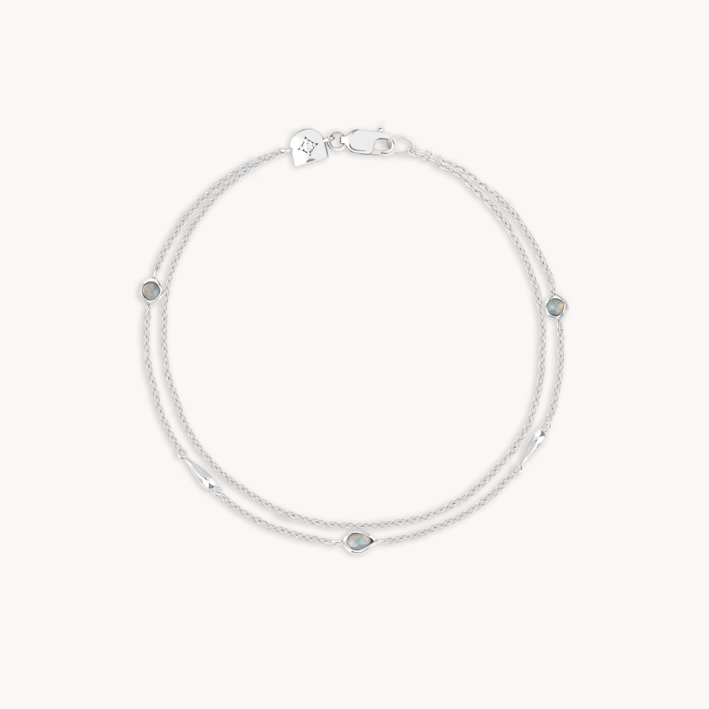 Opal Charm Double Bracelet in Silver-Astrid & Miyu