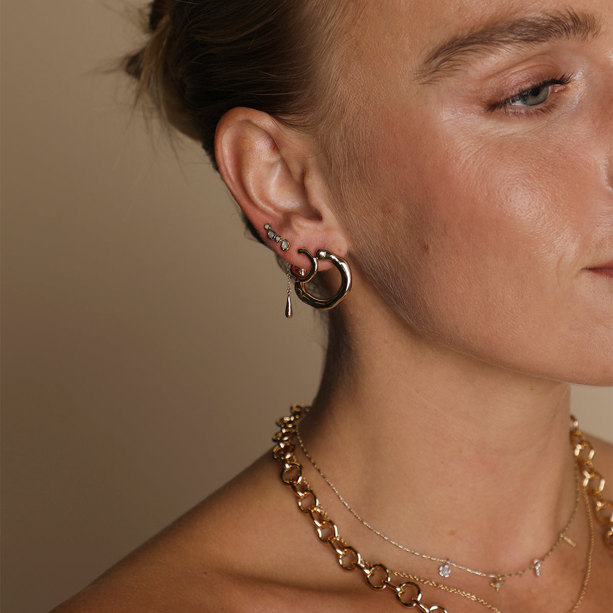 Molten Orbit Large Hoops in Gold