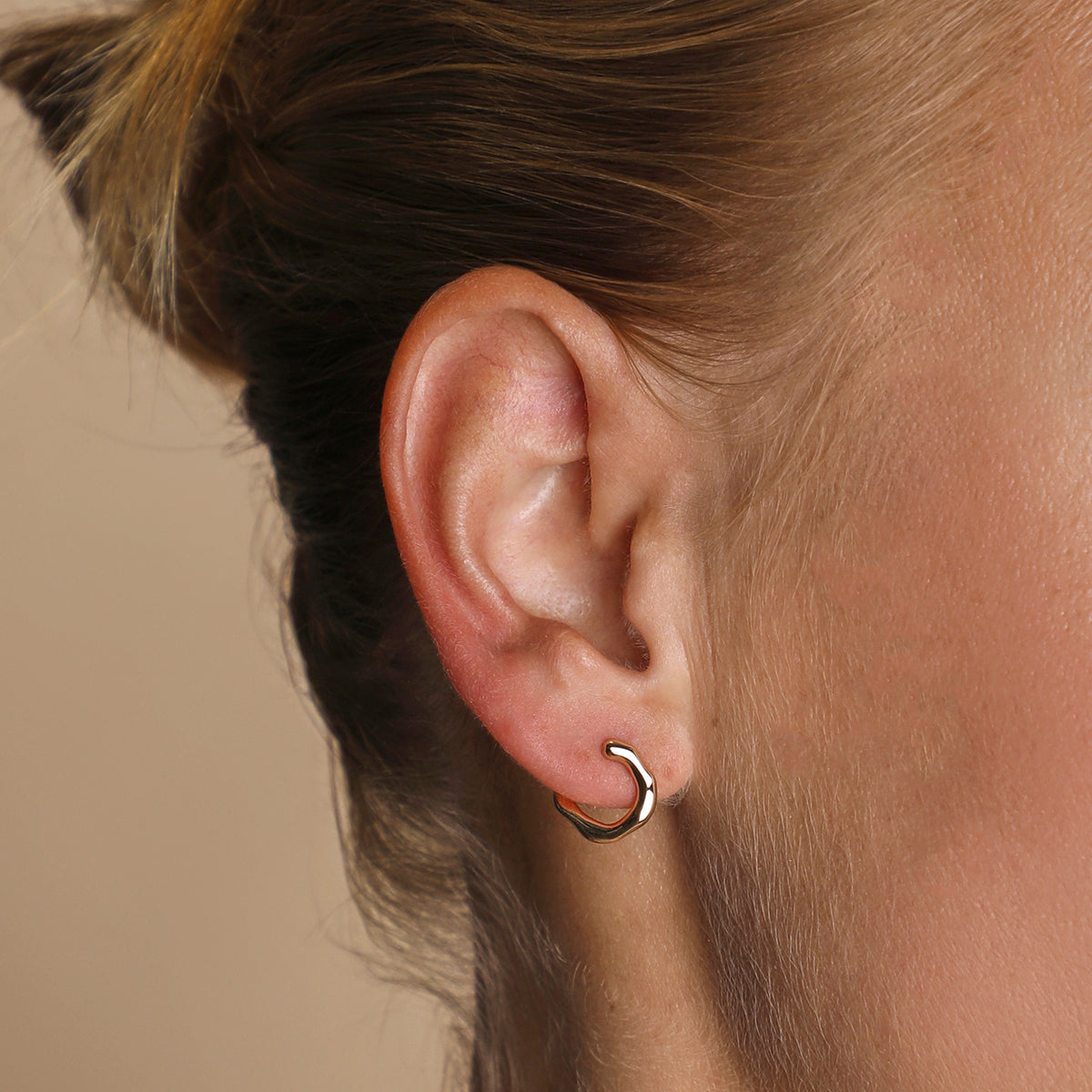 Molten Orbit Small Hoops in Gold