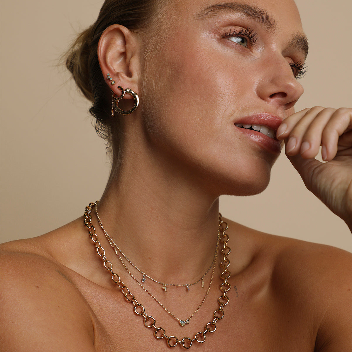 Molten Orbit Small Hoops in Gold