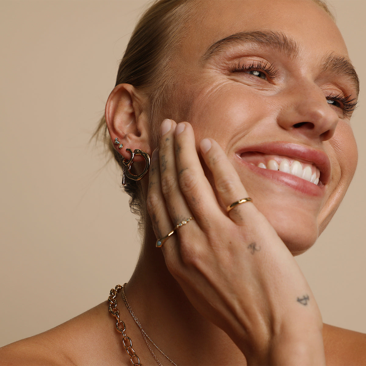 Molten Orbit Small Hoops in Gold