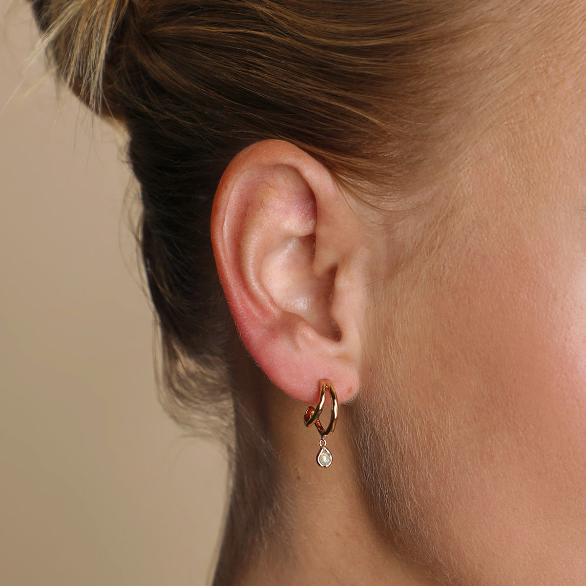 Illusion Opal Charm Huggies in Gold