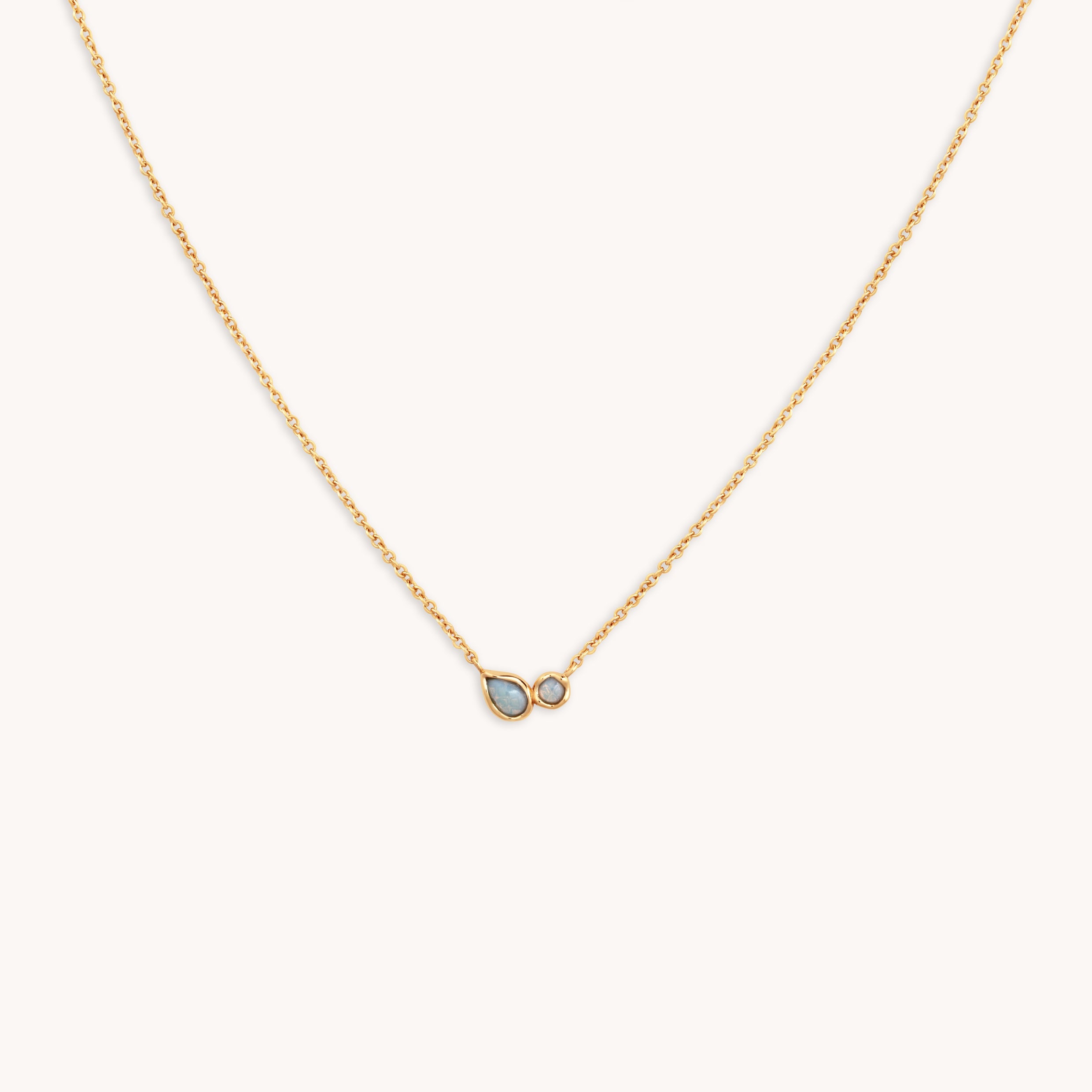 Opal Bezel Pendant Necklace in Gold-Astrid & Miyu