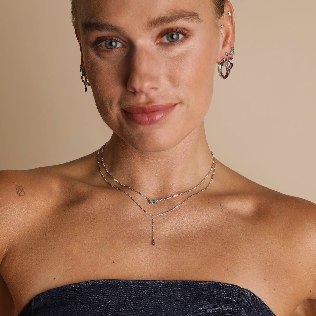 Opal Bezel Pendant Necklace in Silver