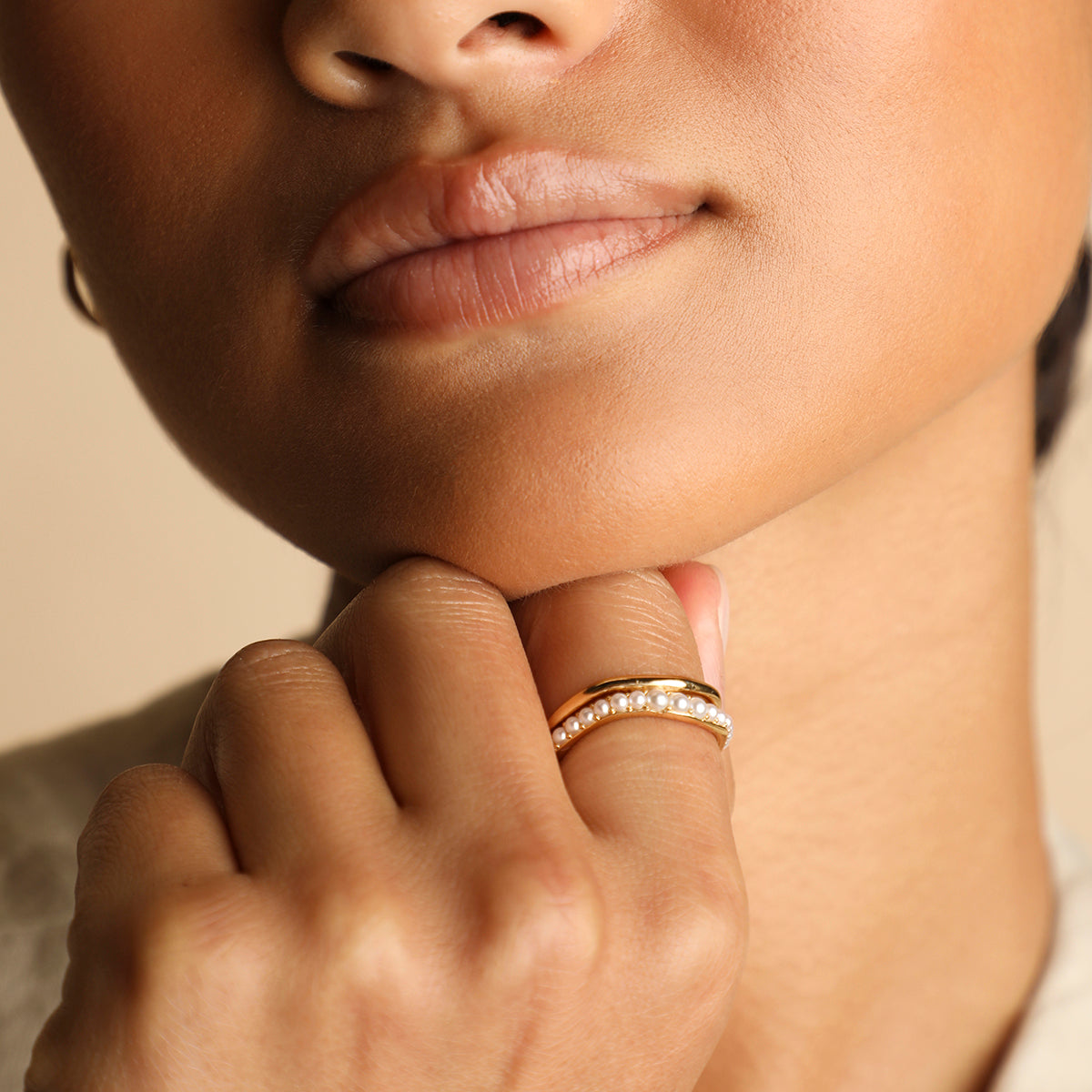 Molten Illusion Pearl Ring in Gold