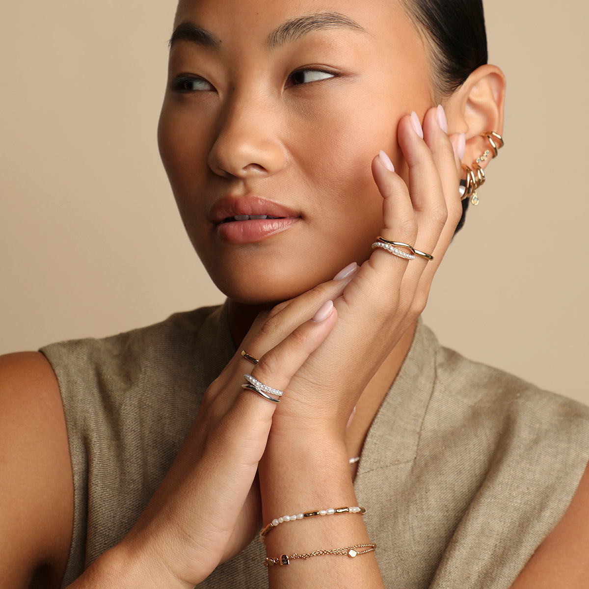 Molten Illusion Pearl Ring in Silver