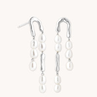 Molten Pearl Drop Studs in Silver