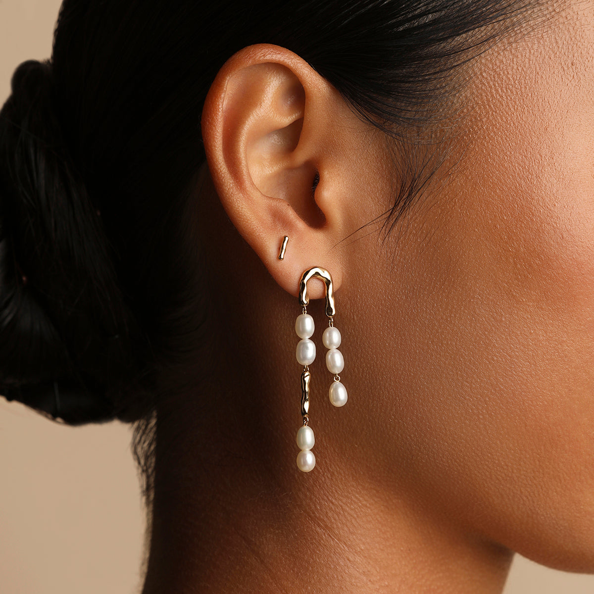 Molten Bar Studs in Gold