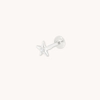 Diamond Star Medium Piercing Stud in Solid White Gold-Astrid & Miyu
