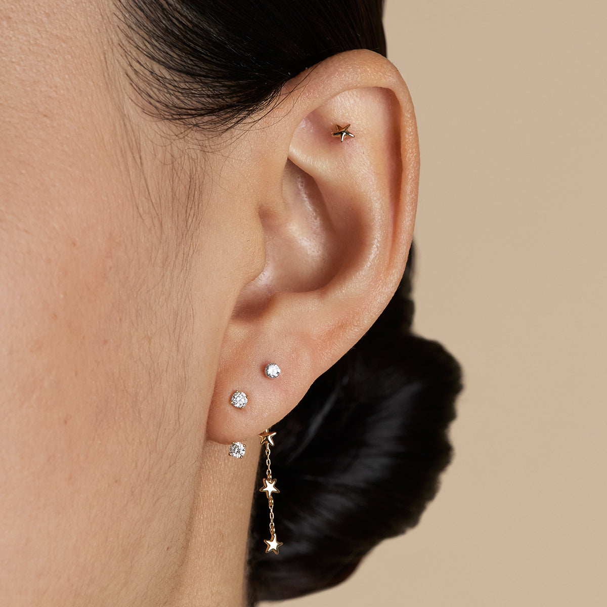 Multi Star Piercing Chain in Solid Gold-Astrid & Miyu