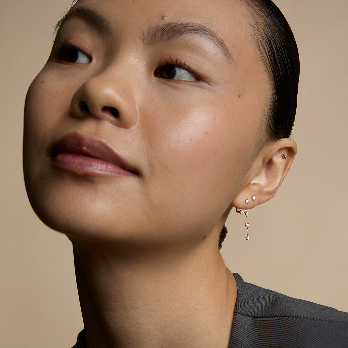 Multi Star Piercing Chain in Solid Gold-Astrid & Miyu