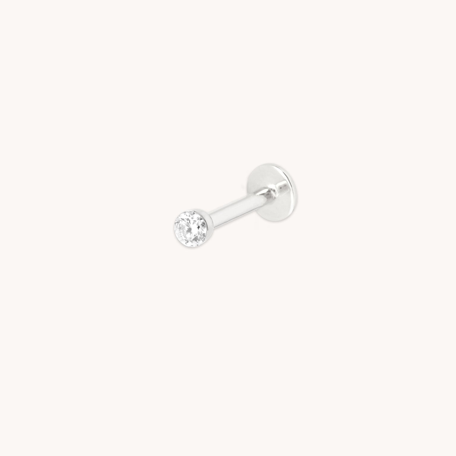 Floating Diamond Medium Piercing Stud in Solid White Gold-Astrid & Miyu