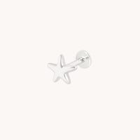 Star Large Piercing Stud in Solid White Gold-Astrid & Miyu