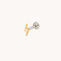 Lightning Bolt Titanium Piercing Stud in Gold-Astrid & Miyu
