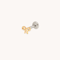 Bow Titanium Piercing Stud in Gold-Astrid & Miyu