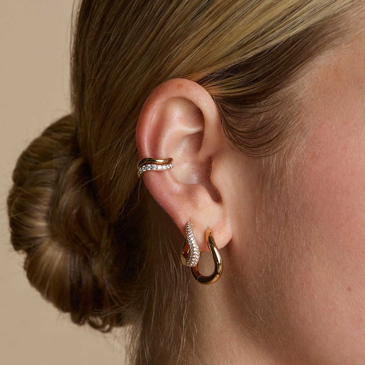 Wave Crystal Hoops in Gold-Astrid & Miyu