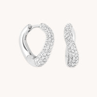 Wave Crystal Hoops in Silver