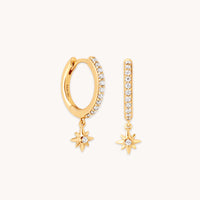 Twilight Star Pavé Hoops in Gold