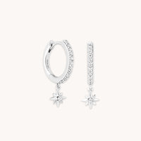 Twilight Star Pavé Hoops in Silver