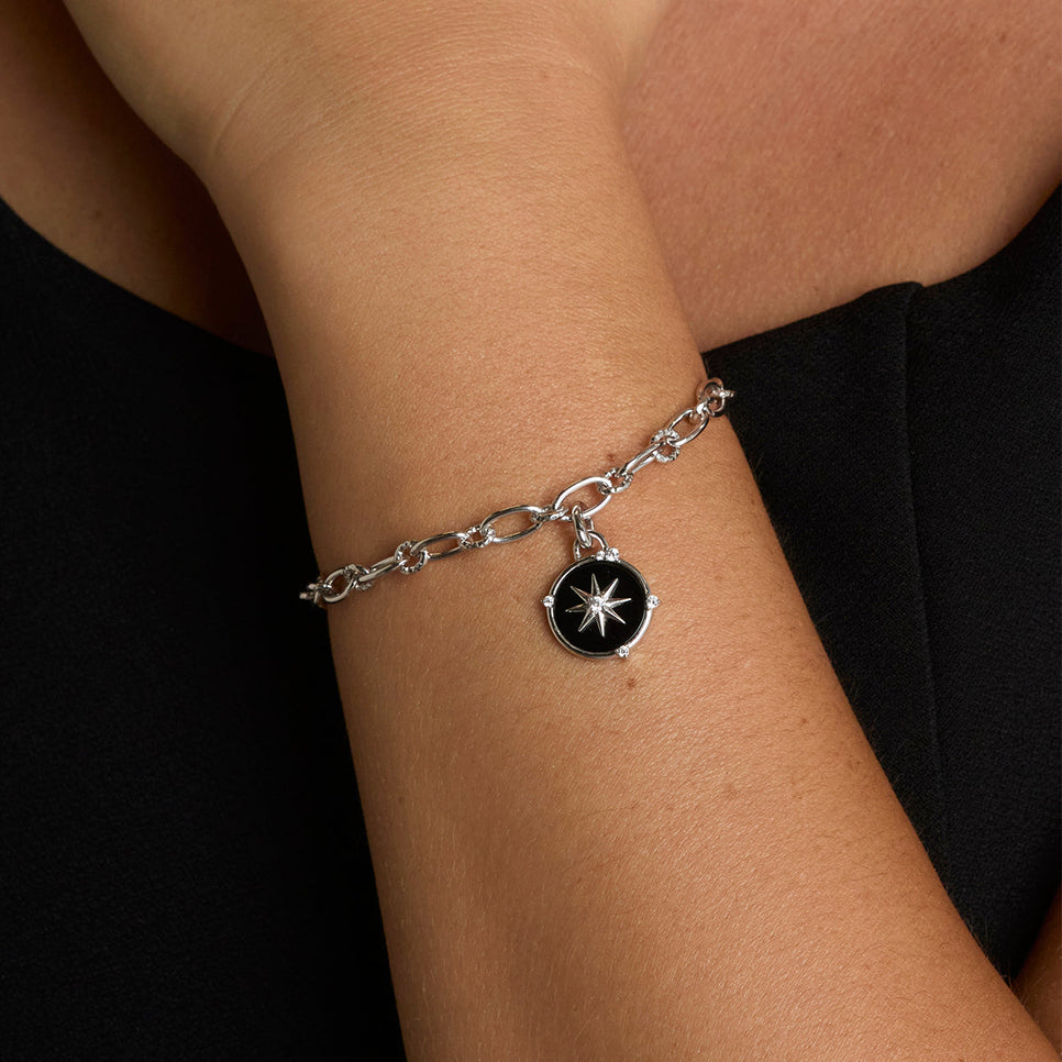 Black Star Clip Charm in Silver