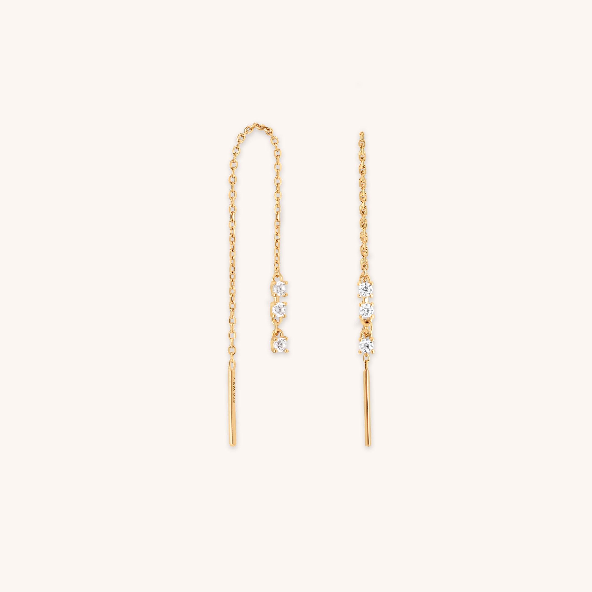 Crystal Thread Through Earrings in Gold