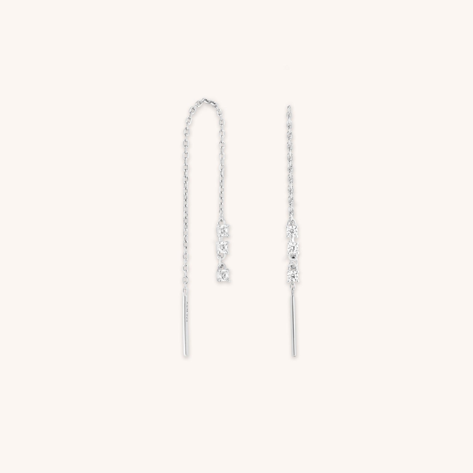 Crystal Thread Through Earrings in Silver