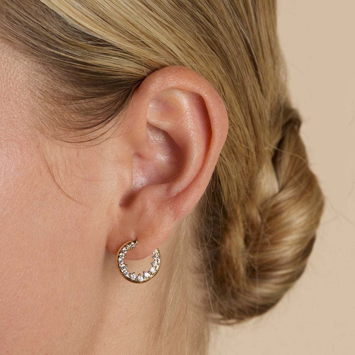 Orbit Pavé Crystal Hoops in Gold