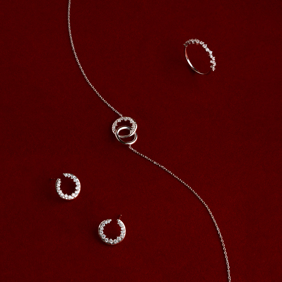 Orbit Crystal Pendant Necklace in Silver