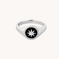 Black Star Signet Ring in Silver