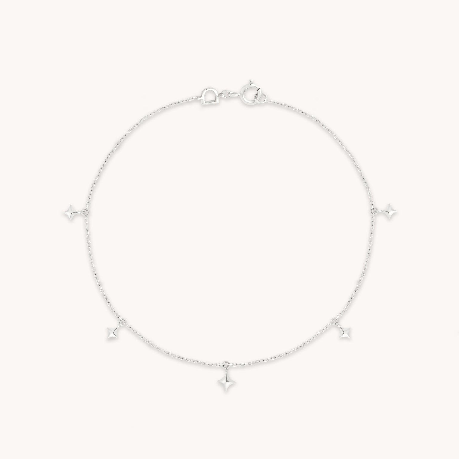 Cosmic Star Charm Bracelet in Solid White Gold-Astrid & Miyu