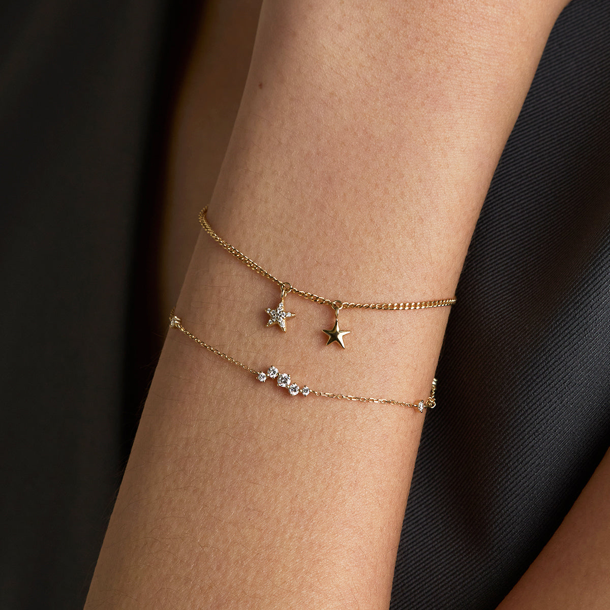 Diamond Cluster Bracelet in Solid Gold-Astrid & Miyu