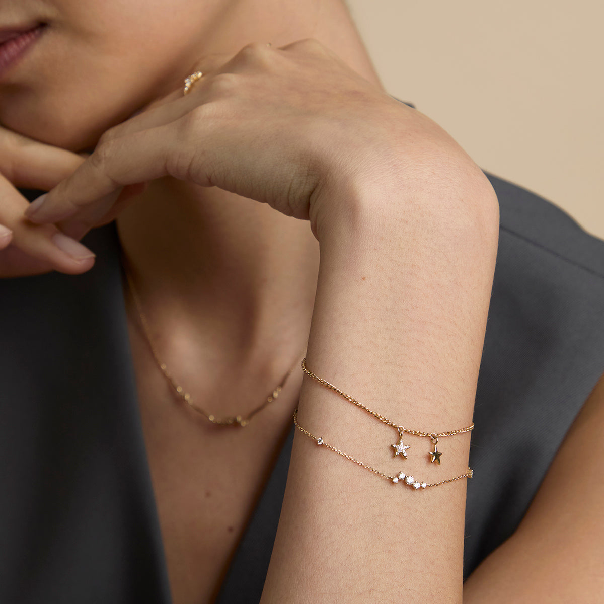 Diamond Cluster Bracelet in Solid Gold-Astrid & Miyu