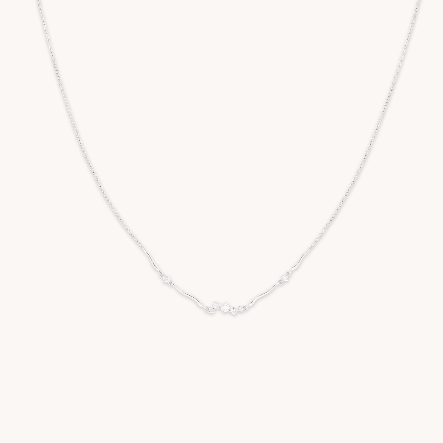 Diamond Cluster Molten Necklace in Solid White Gold-Astrid & Miyu