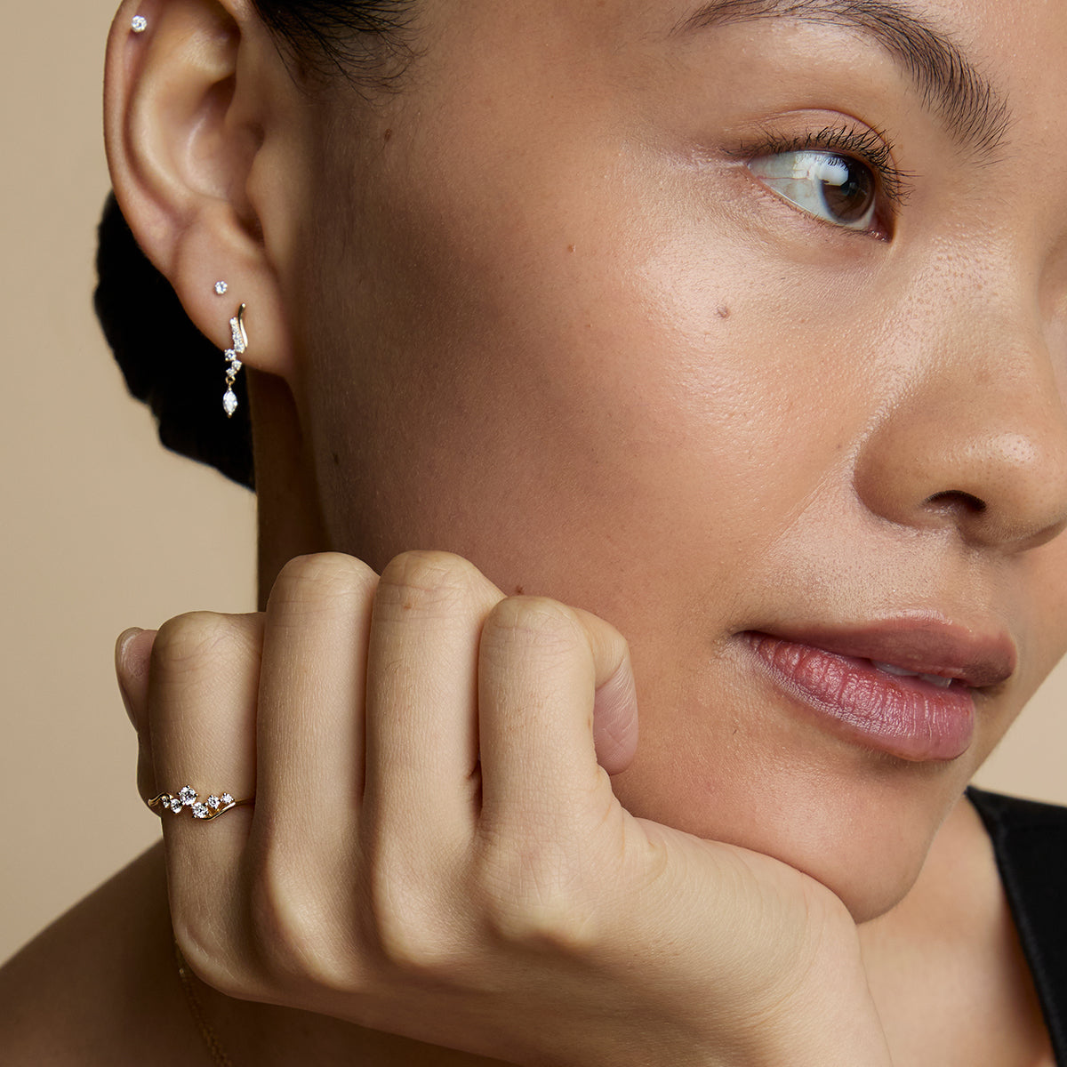 Diamond Cluster Ring in Solid Gold-Astrid & Miyu