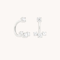 Diamond Trio Ear Jacket in Solid White Gold-Astrid & Miyu