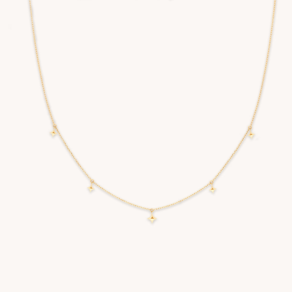Cosmic Star Charm Necklace in Solid Gold-Astrid & Miyu