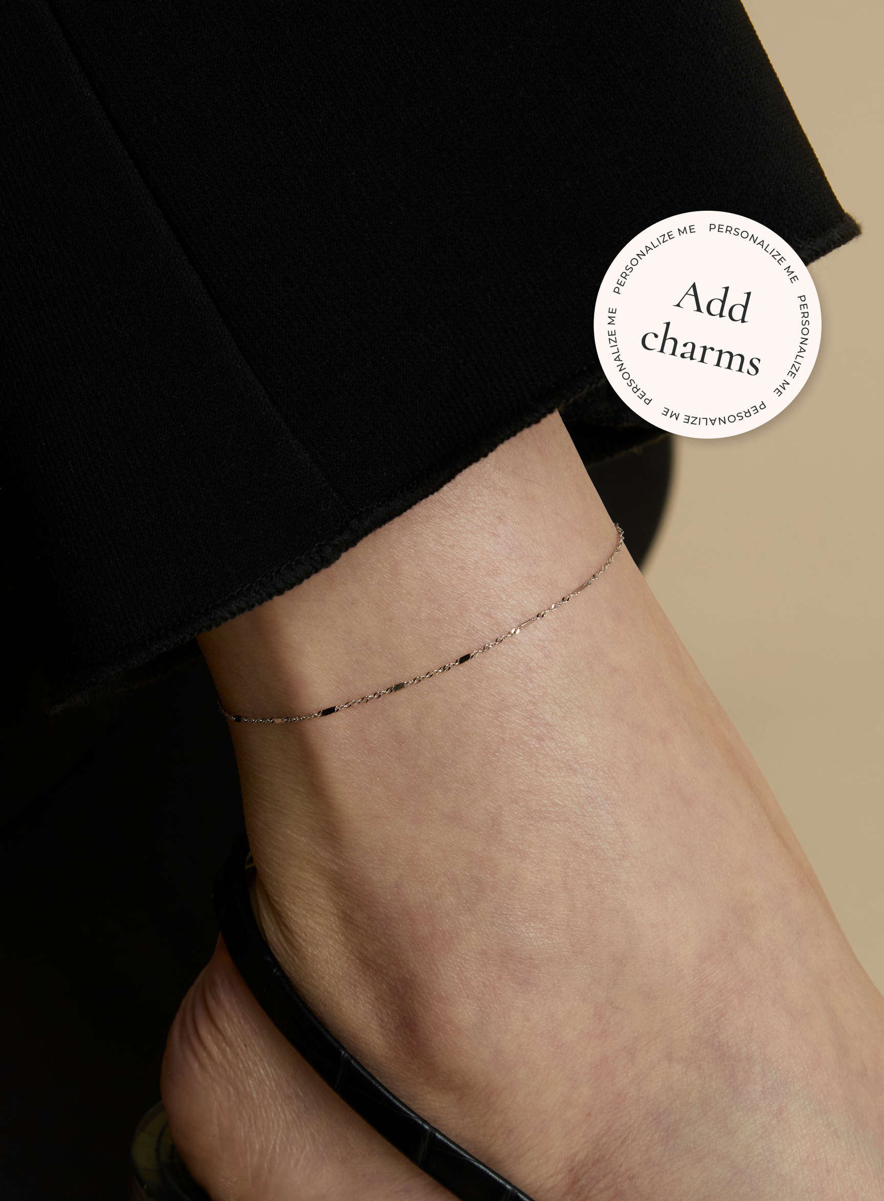 Astrid Story Chain Anklet in Solid White Gold