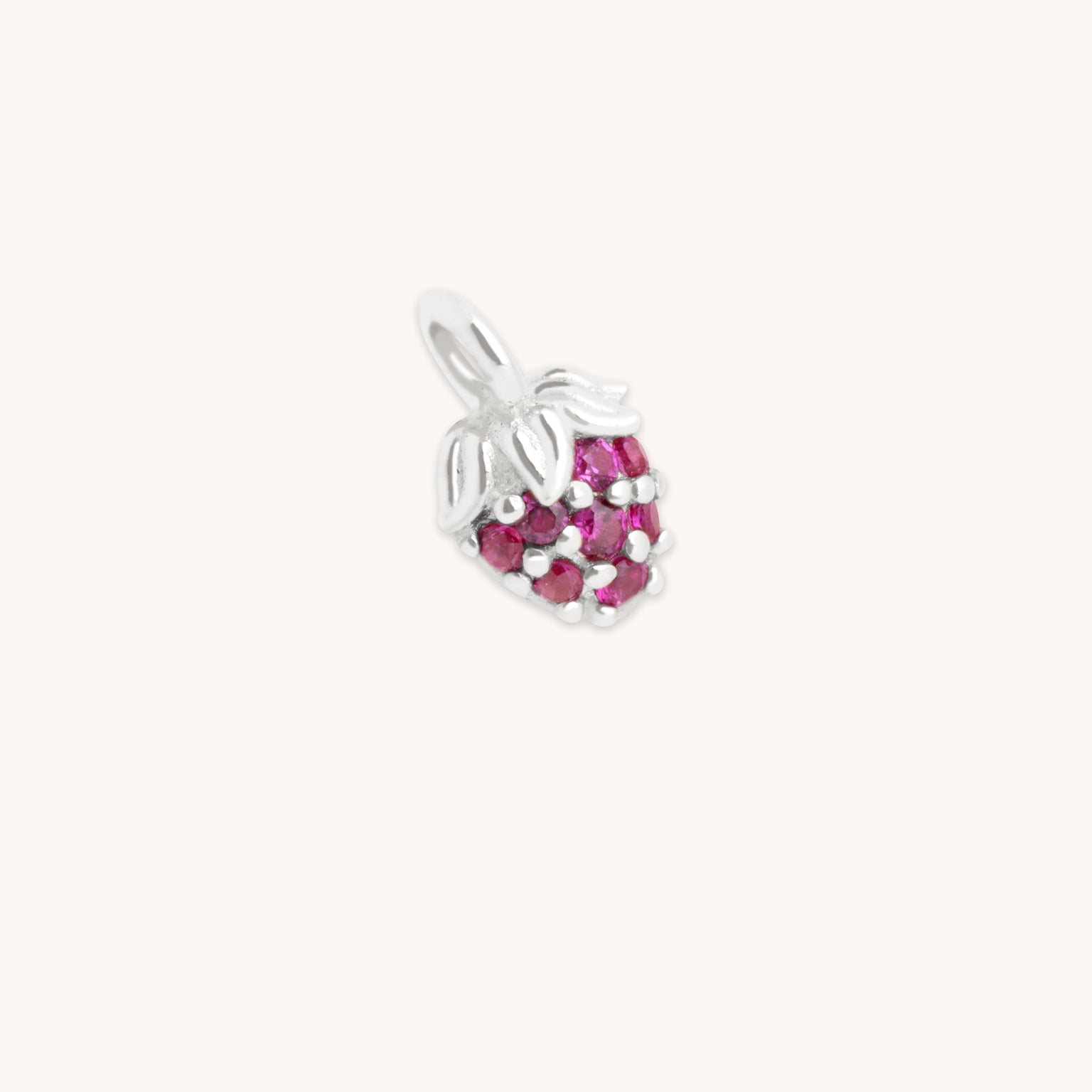 Strawberry Charm 9k White Gold