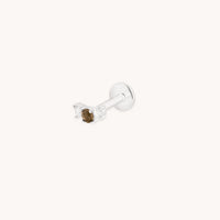 Smokey Quartz Cluster Piercing Stud in Solid White Gold-Astrid & Miyu
