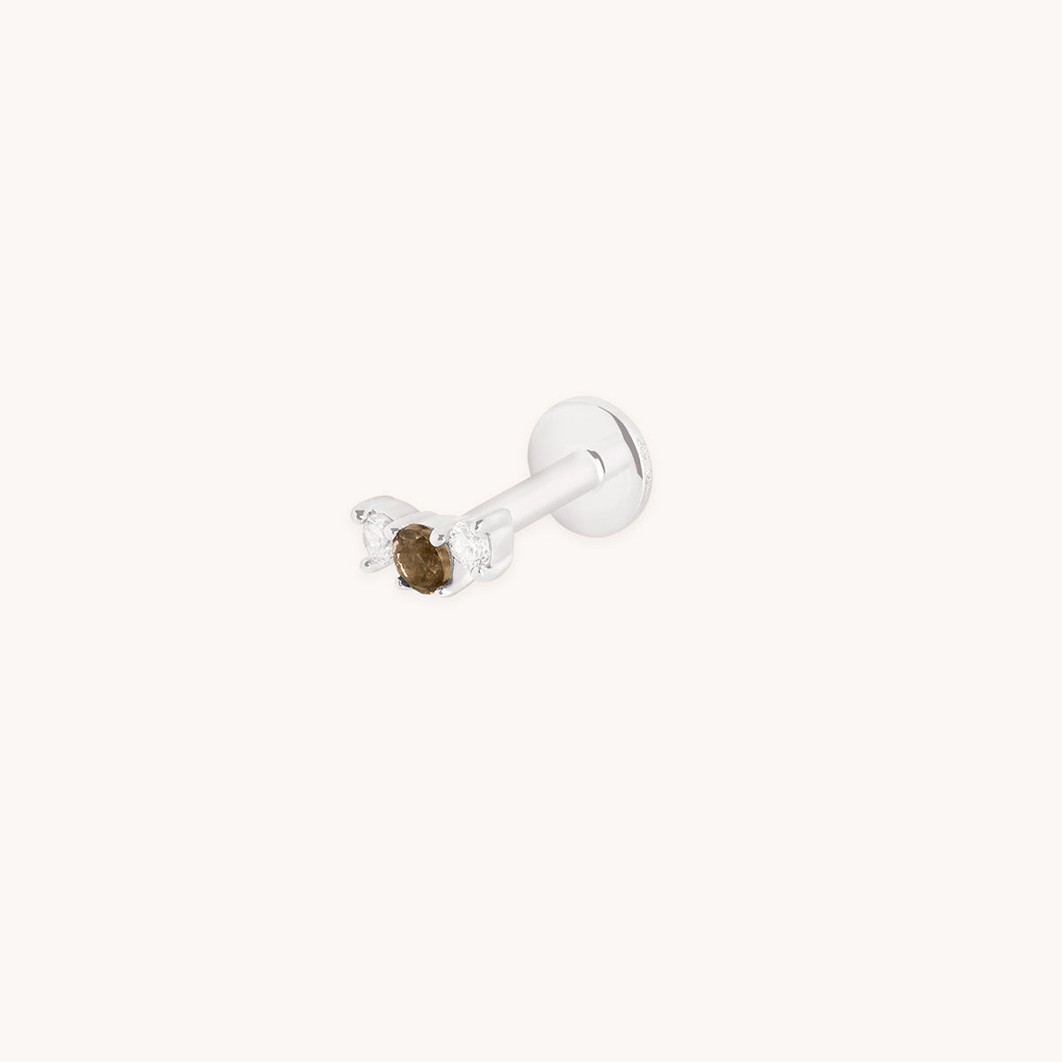 Smokey Quartz Cluster Piercing Stud in Solid White Gold-Astrid & Miyu