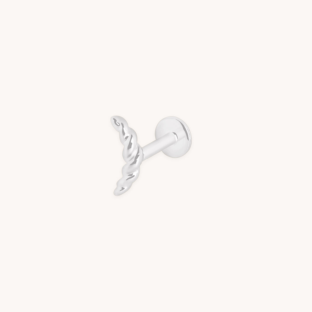 Twisted Rope Curved Piercing Stud in Solid White Gold-Astrid & Miyu