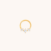 Square Crystal Trio Titanium Daith Hoop in Gold-Astrid & Miyu