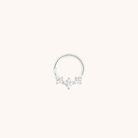 Square Crystal Trio Titanium Daith Hoop in Platinum-Astrid & Miyu