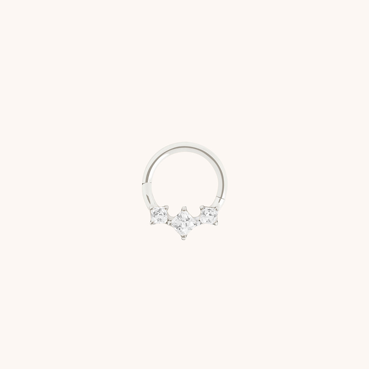 Square Crystal Trio Titanium Daith Hoop in Platinum-Astrid & Miyu